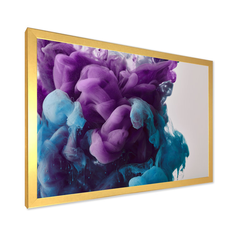 Wrought Studio Purple & Blue Mixing Liquid Ink Modern Canvas Wall Art
